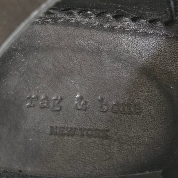 Rag & Bone "Kenny" Ankle Wrap Black Leather Shootie Heeled Mule Bootie Slides - Picture 9 of 9